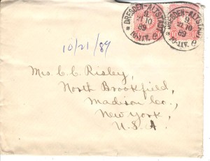 Harriett Risley Foote envelope 10.20.1889