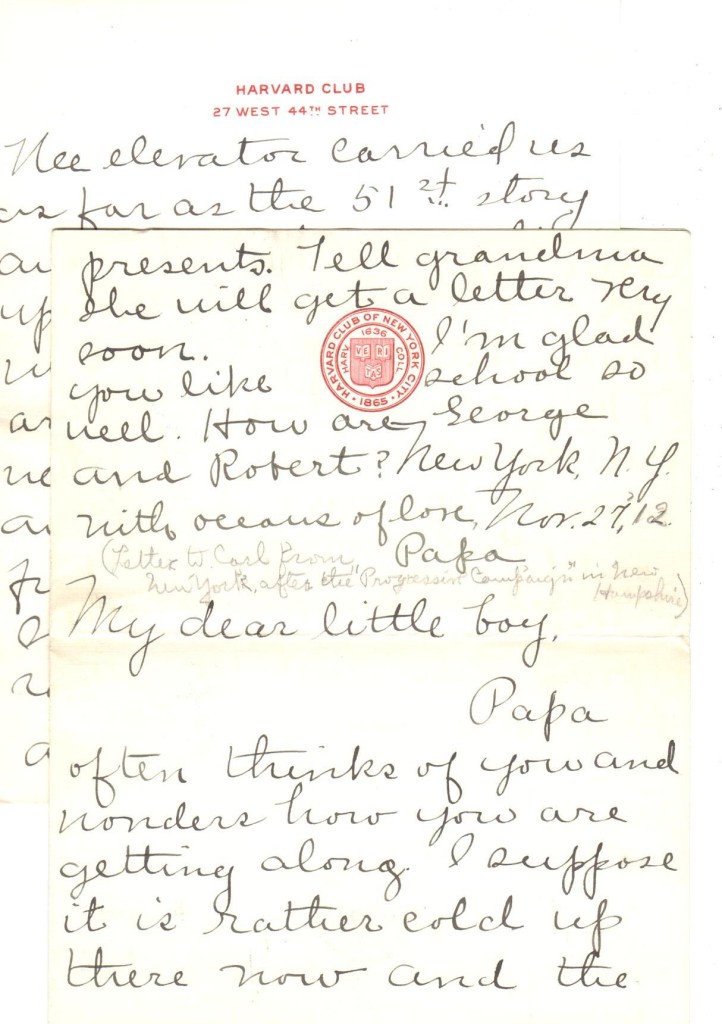 Ray Carroll Risley letter to Ray Carl 11.27.1912