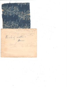 Eliza Riley's dress fabric - envelope - piece of mother's dress