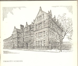 The Main Building as glorified in 1936. The   The unheated passageway to the Annex existed behind the gate but has been made to disappear along with the whole of the Annex (empty space on the right.)